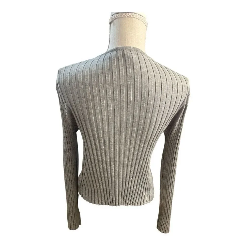 Forever 21 Women Plus Size 1X Knit Cardigan Sweater V-Neck Adult Crop Fit Gray